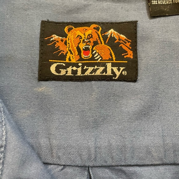 Grizzly mens shirt short sleeve blue size large - Picture 5 of 9